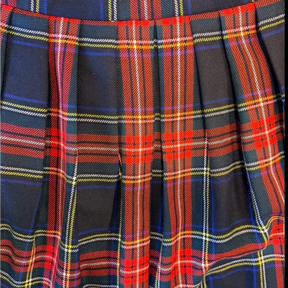 Vintage Lands’ End Plaid Wool Skirt Made in Scotland Pleated 12 - Picture 3 of 6